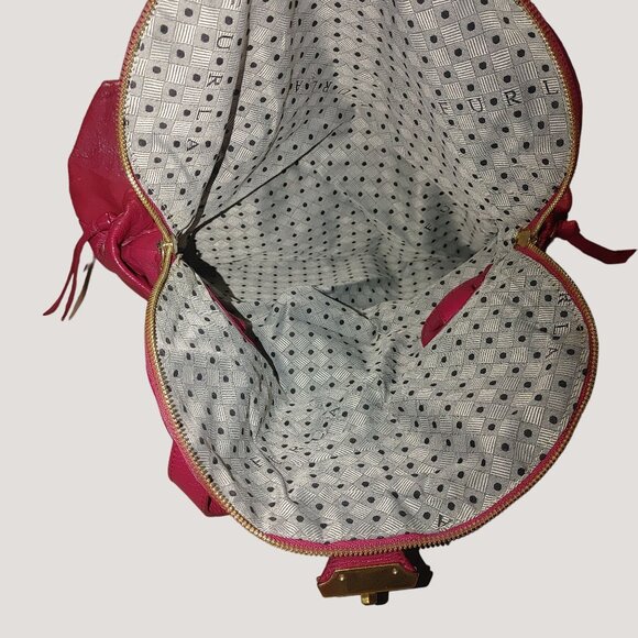 Furla Magenta Leather Hobo Handbag Satchel Gold Accents Lined Interior - Picture 13 of 14